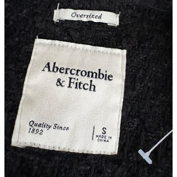 Abercrombie & Fitch Oversized Textured Button Up Shacket S Streetwear Grunge Blk - Picture 4 of 5